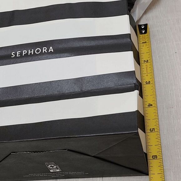 🖤🤍 SEPHORA Empty Black White Striped Paper Shopping Gift Bag with Tissues - Picture 7 of 9